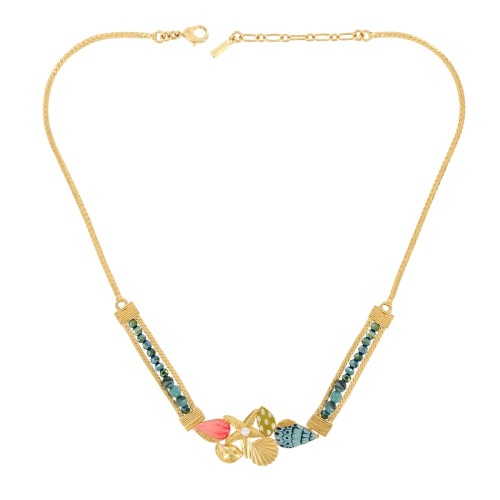 Колье TARATATA, Archipel, со смолой, бусинами, стразами и кварцем, TT-E24-03104-20M золотистый фото 5